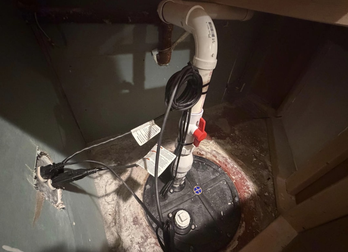 Installed basement sump pump